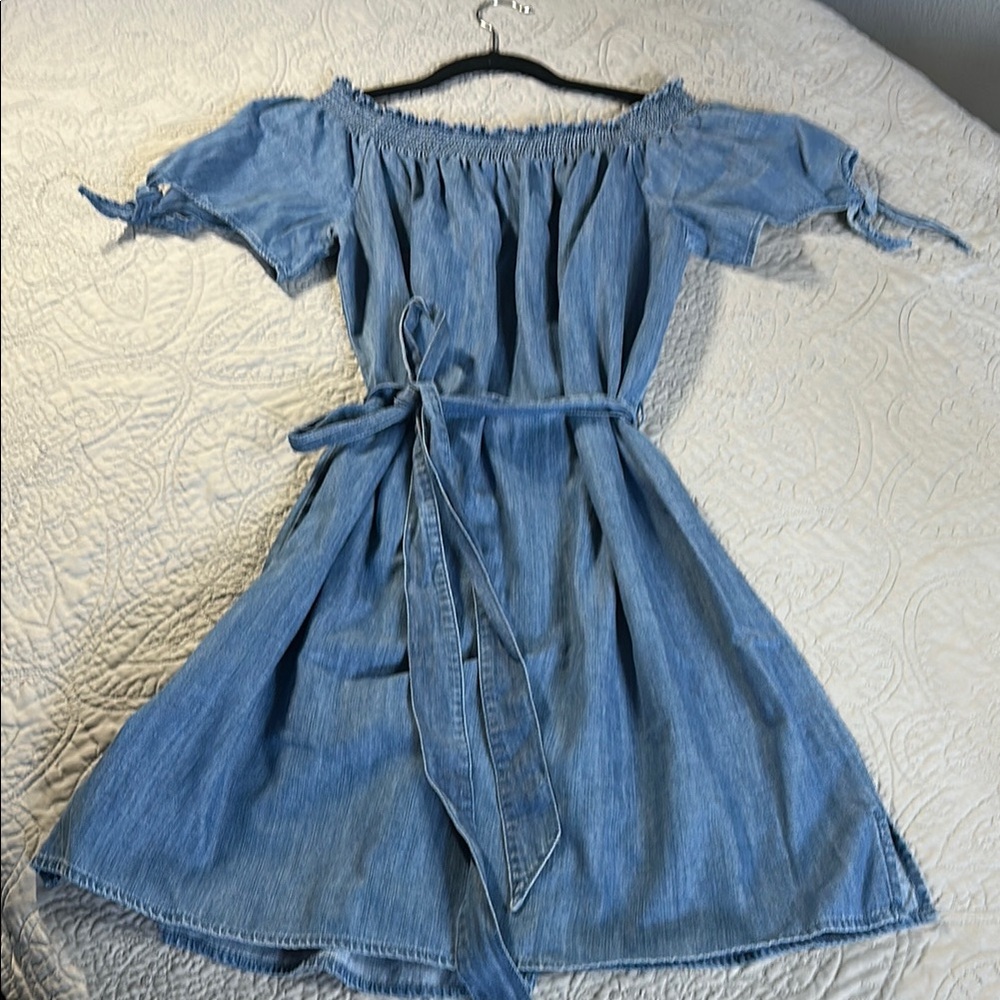 Market & Spruce Blue Scoop Neck Puff Sleeve Mini Dress